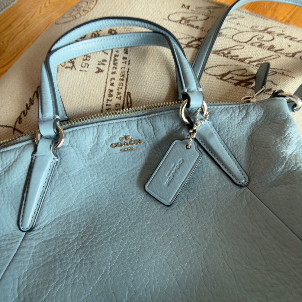 Coach Chelsea Small Satchel Light Blue Pebbled Leather Crossbody Bag F57563 - Picture 2 of 9